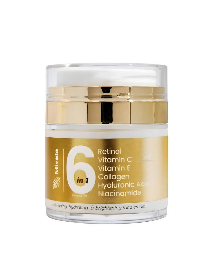 Mivida Advanced Retinol Cream For Face With Vit C E Collagen Hyaluronic Niacinamide | Allinone Antiwrinkle Collagen Moisturizer For Face & Neck | Firming Lifting Renewing | 1.7 Fl Oz - Image 1
