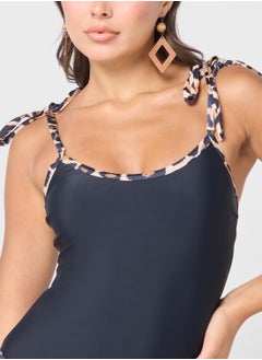 Ginger Tie Up Leopard Print Detail Swimsuit  - Image 3
