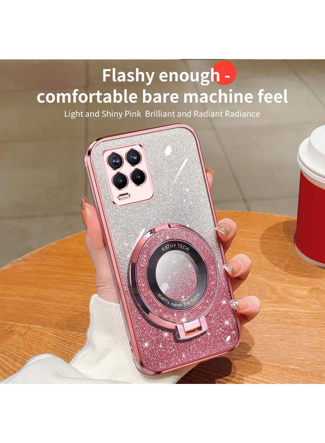 S-TOP Case For Realme 8 4G / 8 Pro Plated Gradient Glitter Round Holder TPU Phone Case - Image 3
