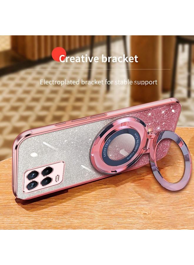 S-TOP Case For Realme 8 4G / 8 Pro Plated Gradient Glitter Round Holder TPU Phone Case - Image 5