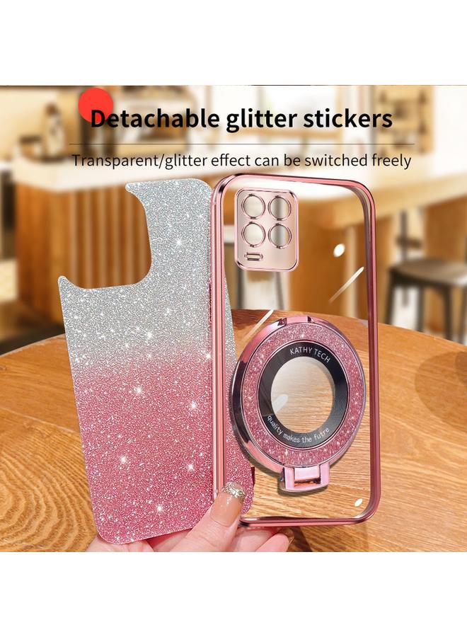 S-TOP Case For Realme 8 4G / 8 Pro Plated Gradient Glitter Round Holder TPU Phone Case - Image 4