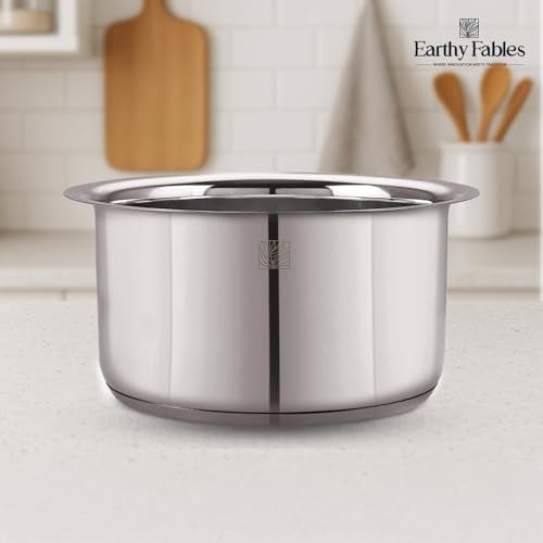 Earthy Fables Stainless Steel Heavy Bottom Tope/Patila/Bhogona/Tapia for Milk, Boiling, Better Nutrition & Heat Distribution, Uses Less Oil & Gas, Stove & Induction Bottom, 22 cm, 4.5L - Image 2