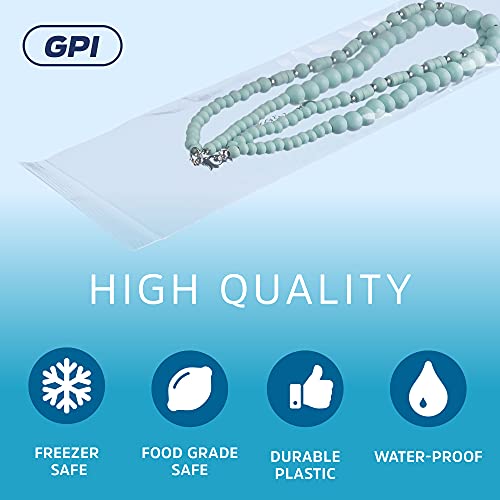 GPI 2" x 8" Long Zip Bags, 100 Pack, Clear Plastic Reclosable Zip Baggies, 2 Mil Thick, Resealable Poly Bags for Packaging Insence, Necklaces, Jewelry & Office Supplies. GPI - Image 3