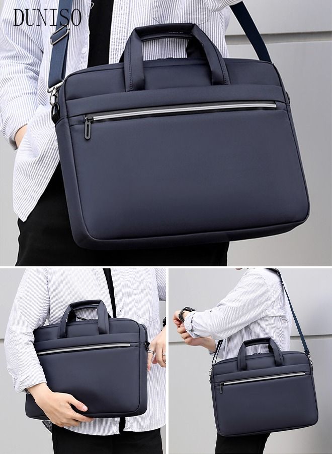 DUNISO 15.6 Inch Laptop Bag Lightweight Large Capacity Computer Bag Travel Business Briefcase Water Resistance Shoulder Messenger Bag for Men and Women Work Office School (Blue) - Image 3