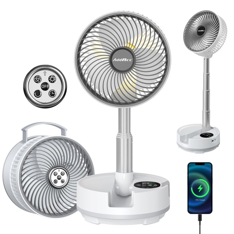 AddAcc 20000mAh Battery Operated Fan Rechargeable Portable Fan 112H Run 9 Speeds Oscillating with Remote Battery Powered with Timer Light for Travel Cruise Essentials RV Outdoor Power Outage