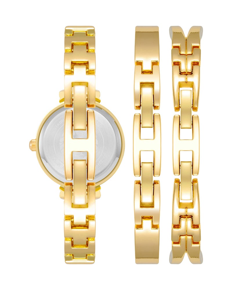 Anne Klein Women's Premium Crystal Accented Bangle Watch and Bracelet Set - Image 3