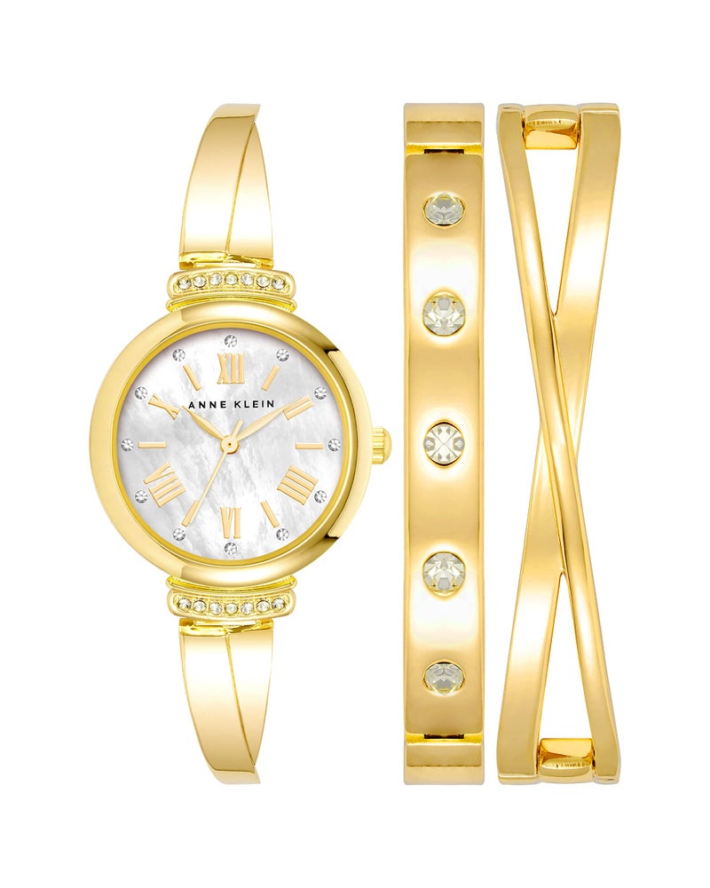 Anne Klein Women's Premium Crystal Accented Bangle Watch and Bracelet Set - Image 1