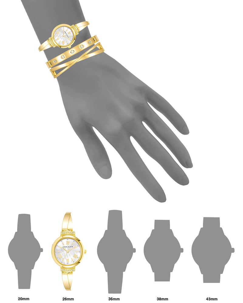 Anne Klein Women's Premium Crystal Accented Bangle Watch and Bracelet Set - Image 4