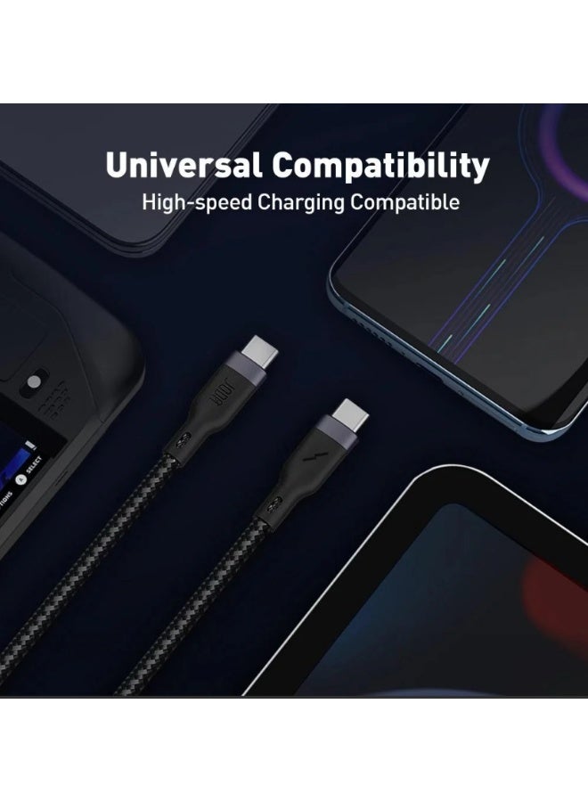 جودا سلك JODA نايلون تايب سي الى تايب سي بقوة 240 واط بطول 2 متر - اسود - Image 2