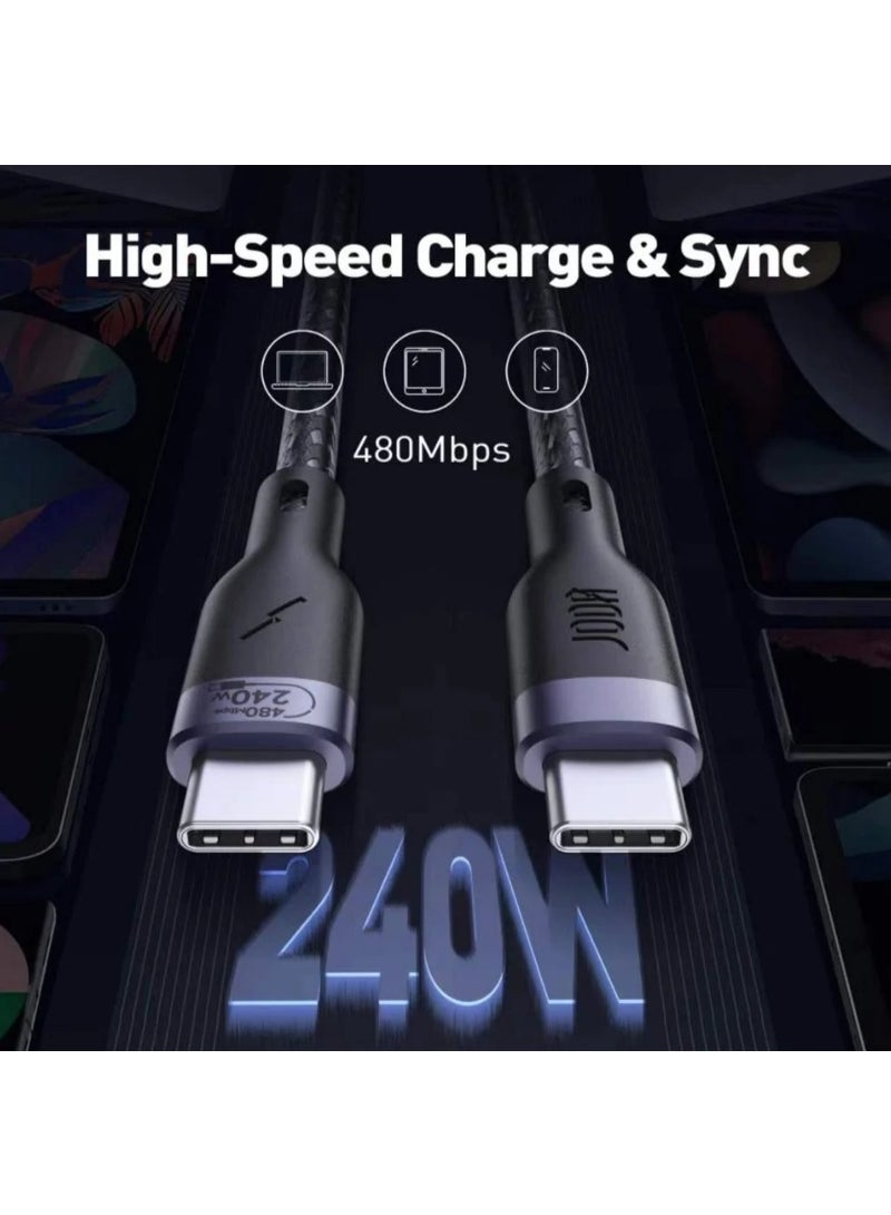 جودا سلك JODA نايلون تايب سي الى تايب سي بقوة 240 واط بطول 2 متر - اسود - Image 3