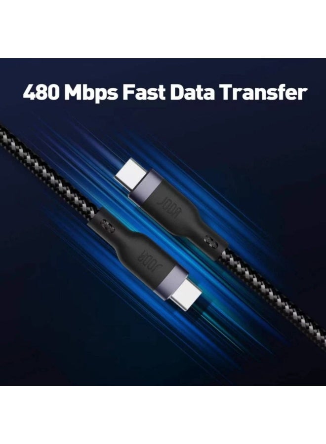 جودا سلك JODA نايلون تايب سي الى تايب سي بقوة 240 واط بطول 2 متر - اسود - Image 4