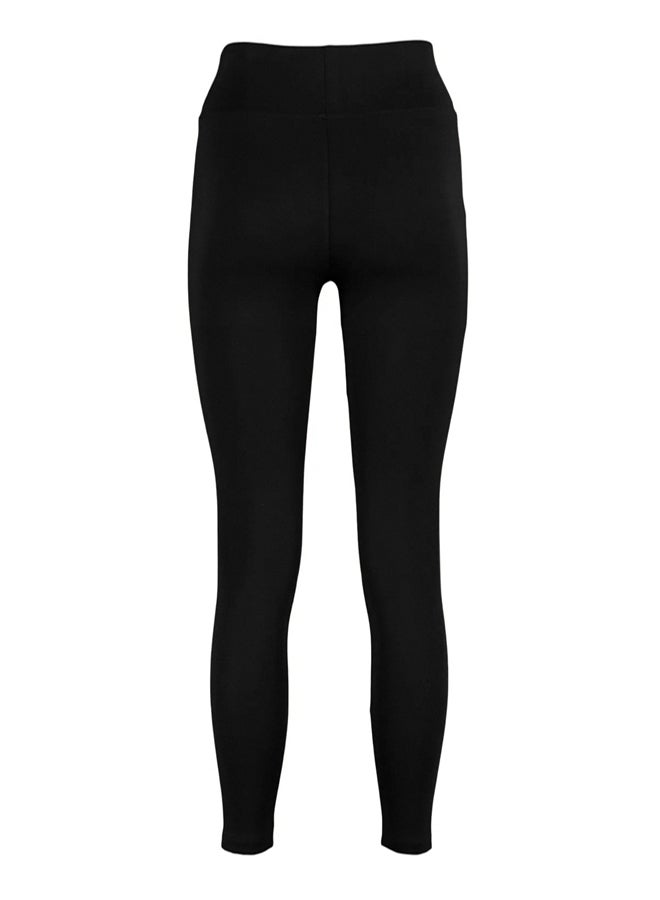 trendyol Black High Waist Basic Knitted Interlock Leggings With Elastic Waist - Image 5