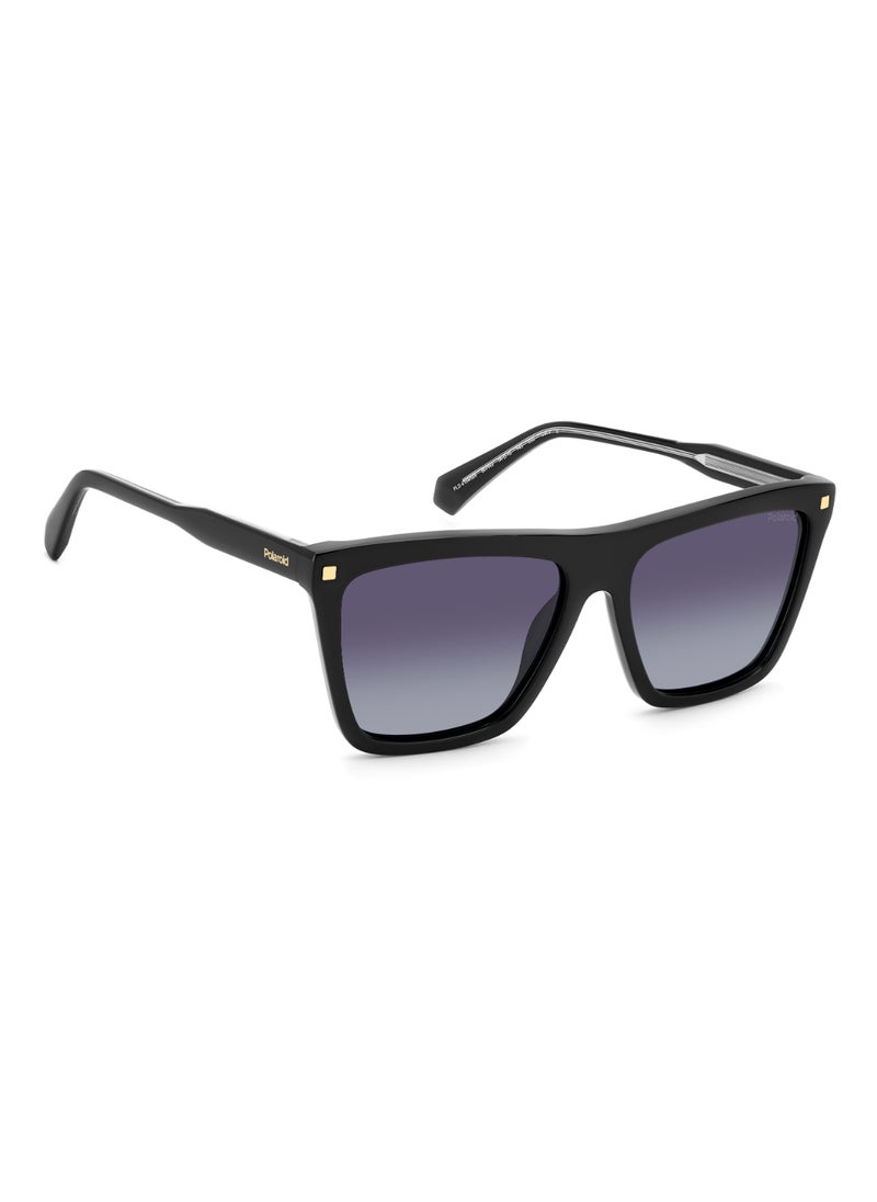Polaroid Women's Polarized Rectangular Shape Acetate Sunglasses PLD 4164/S/X GREY 45 - Lens Size: 44.6 Mm - Black  - Image 2