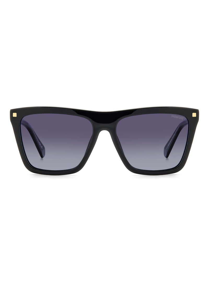 Polaroid Women's Polarized Rectangular Shape Acetate Sunglasses PLD 4164/S/X GREY 45 - Lens Size: 44.6 Mm - Black  - Image 3
