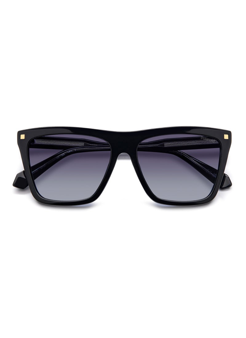 Polaroid Women's Polarized Rectangular Shape Acetate Sunglasses PLD 4164/S/X GREY 45 - Lens Size: 44.6 Mm - Black  - Image 4