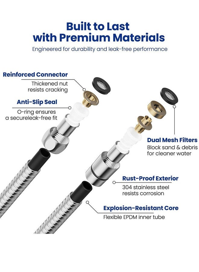 Shower Hose 🚿 1.5m Stainless Steel Handheld Shower Head Hose – 360° Anti-Twist, High Pressure, Leak-Proof, Universal Brass Connector - Image 3