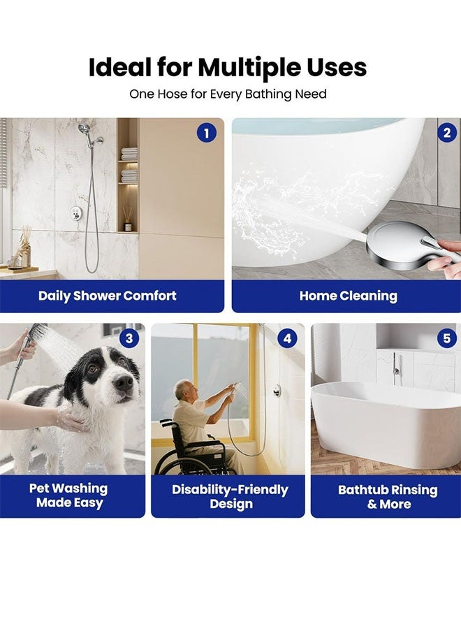 Shower Hose 🚿 1.5m Stainless Steel Handheld Shower Head Hose – 360° Anti-Twist, High Pressure, Leak-Proof, Universal Brass Connector - Image 2