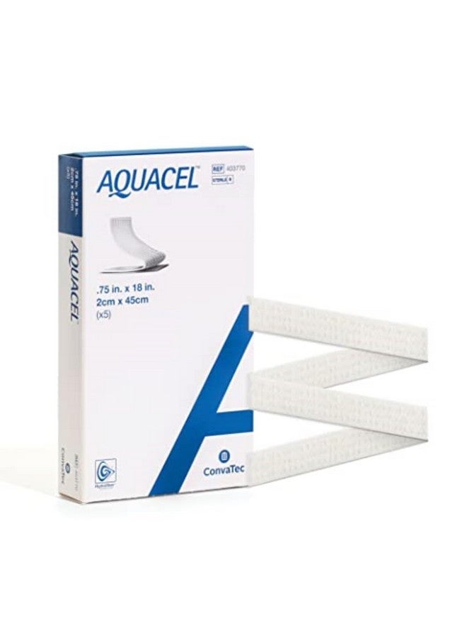 convatec ConvaTec AQUACEL Hydrofiber 0.75"x18" Ribbon Dressing with Strengthening Fiber for Packing Small Wounds, Medical Grade, Absorbant, Non-Woven, Sterile, 5ct Box  - Image 1