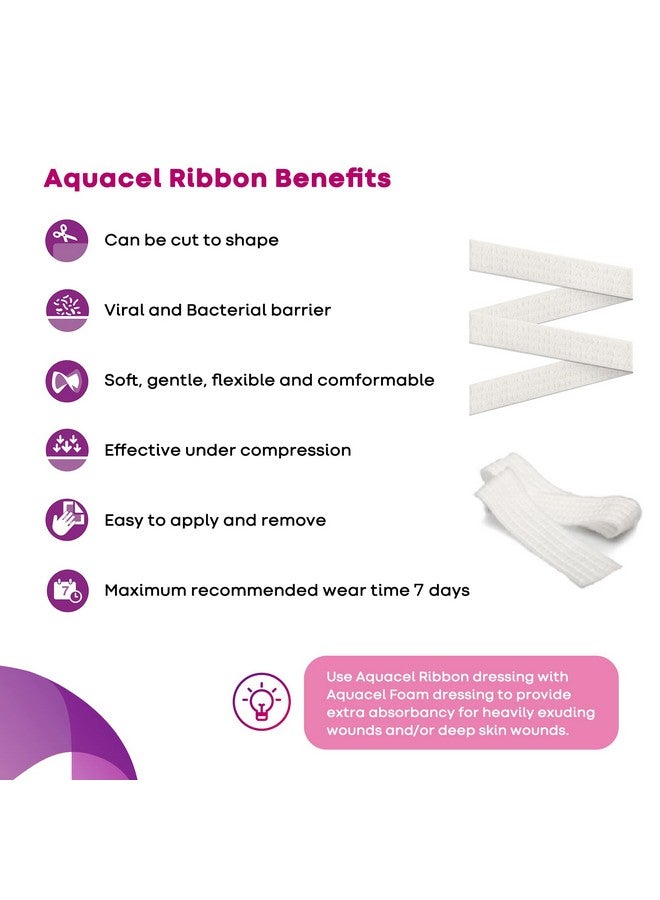 convatec ConvaTec AQUACEL Hydrofiber 0.75"x18" Ribbon Dressing with Strengthening Fiber for Packing Small Wounds, Medical Grade, Absorbant, Non-Woven, Sterile, 5ct Box  - Image 3