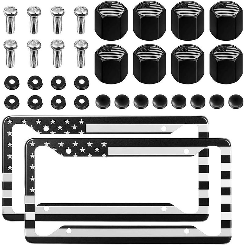 Vankcp USA Flag License Plate Holder Set - Image 1