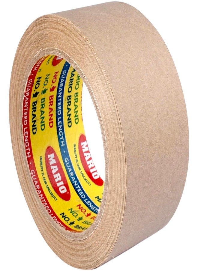 Mario Reinforced Kraft Brown Paper Water-Activated Tape - 48mm x 50M | Heavy-Duty Eco-Friendly Packing Tape | Pack of 1 - Image 1