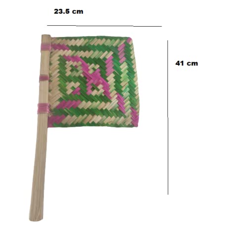 advancedestore مروحة بانكا مصنوعة يدويًا من الخيزران الطبيعي 41 سم 235 سم - Image 2