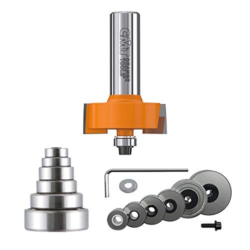 CMT ORANGE TOOLS CMT 835.501.11 عمق متغير من 1/8 بوصة إلى 1/2 بوصة، ارتفاع قطع 1/2 بوصة، مجموعة بتات توجيه حواف بعمود 1/2 بوصة - Image 1