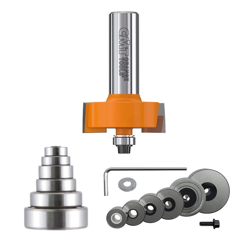 CMT ORANGE TOOLS CMT 835.501.11 عمق متغير من 1/8 بوصة إلى 1/2 بوصة، ارتفاع قطع 1/2 بوصة، مجموعة بتات توجيه حواف بعمود 1/2 بوصة - Image 3