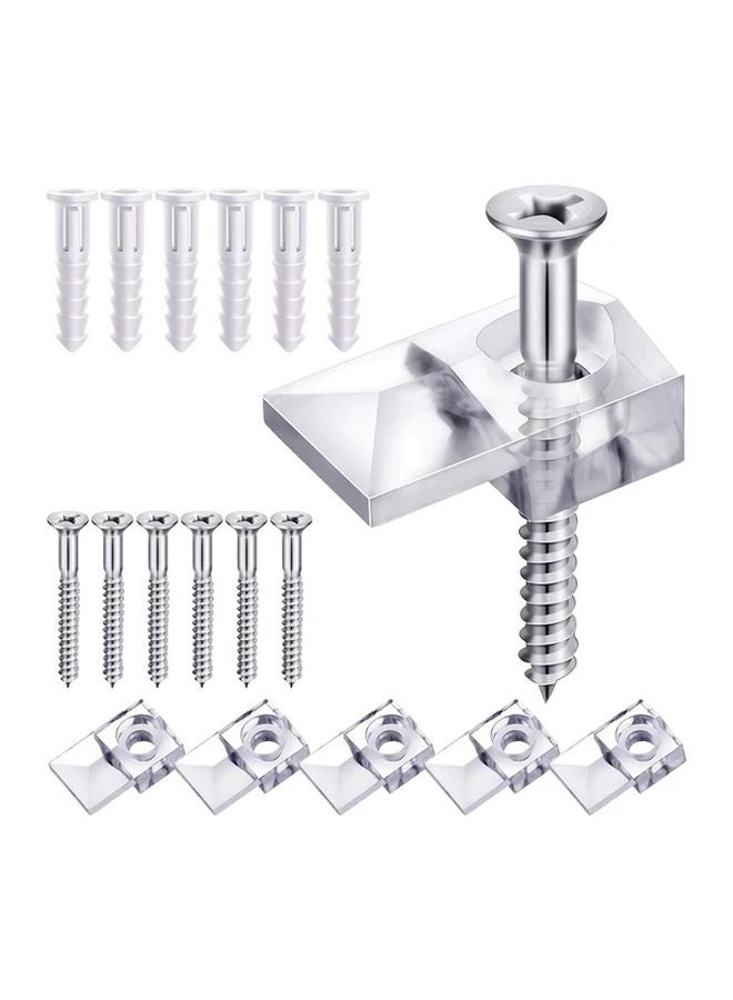 Classic Style 20 Sets Mirror Holder Clips Kit with Screws Heavy Duty Steel Wall Mounted - Image 2