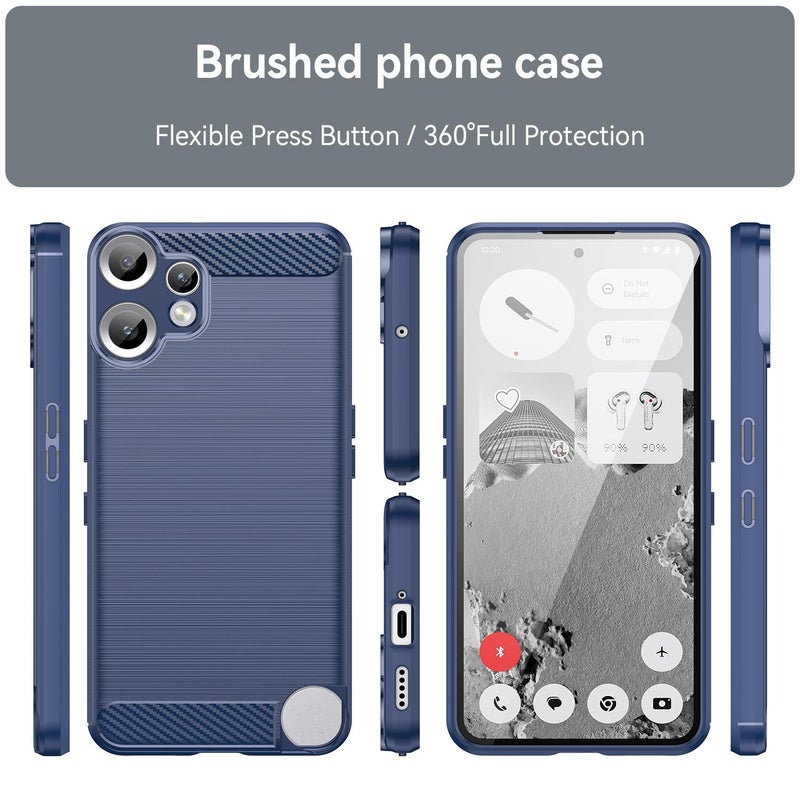 erorex For Nothing CMF Phone 2 Pro Carbon Fiber Brushed Texture TPU Phone Case(Blue) - Image 2