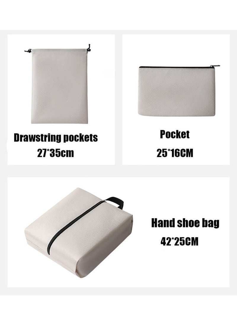MissTiara - 7-piece Set Of Clothing Compression Storage Bag Clothing Folding Storage Box Clothes Shoes Suitcase Travel Bag Beige - Image 1