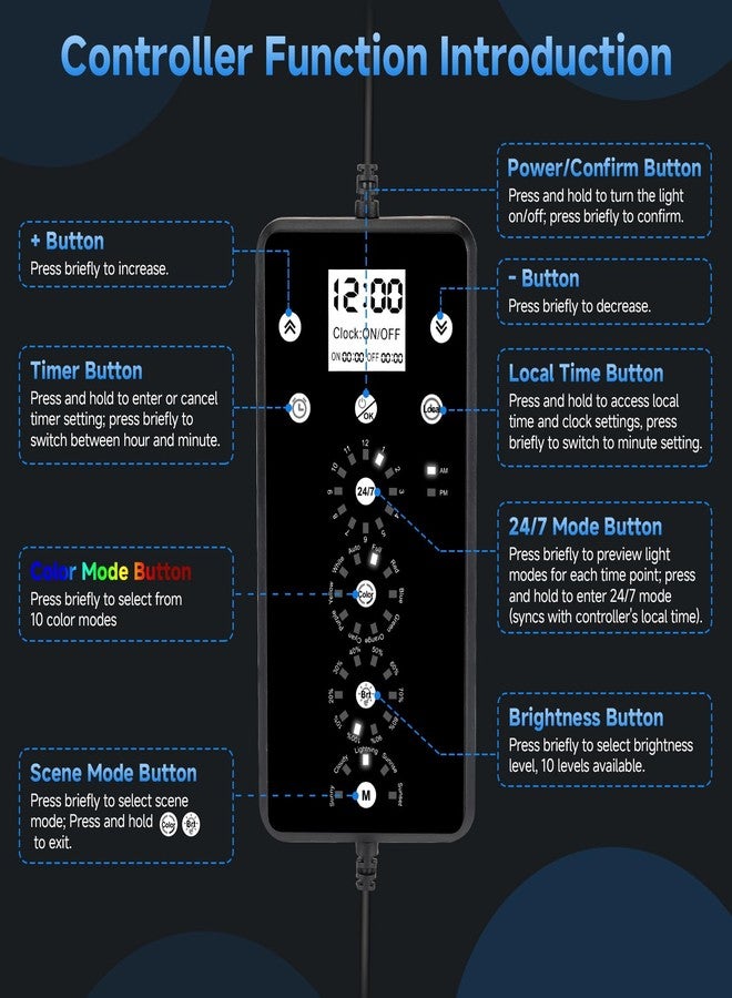 fishkeeper LED Aquarium Plant Light, 24/7 Full Spectrum Aquarium Light with 5 Nature Weather Mode, Auto On Off with Timer for 12-18 Inch Fish Tank, Adjustable Colors/Brightness with Memory Function - Image 2