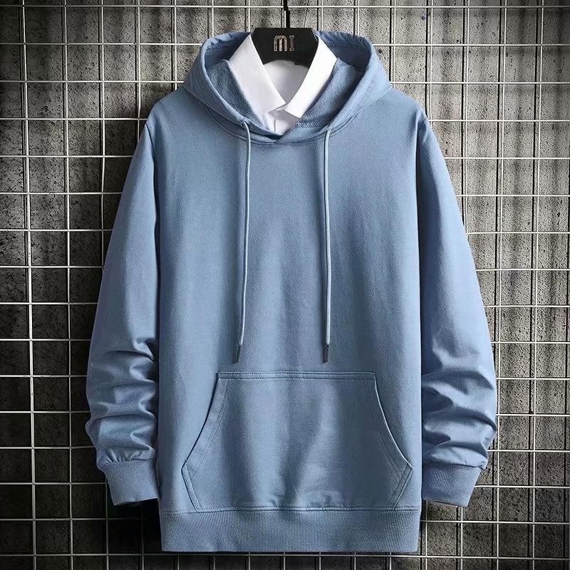 Solid Color Japanese Hoodie Men Casual Loose Black socks  - Image 4