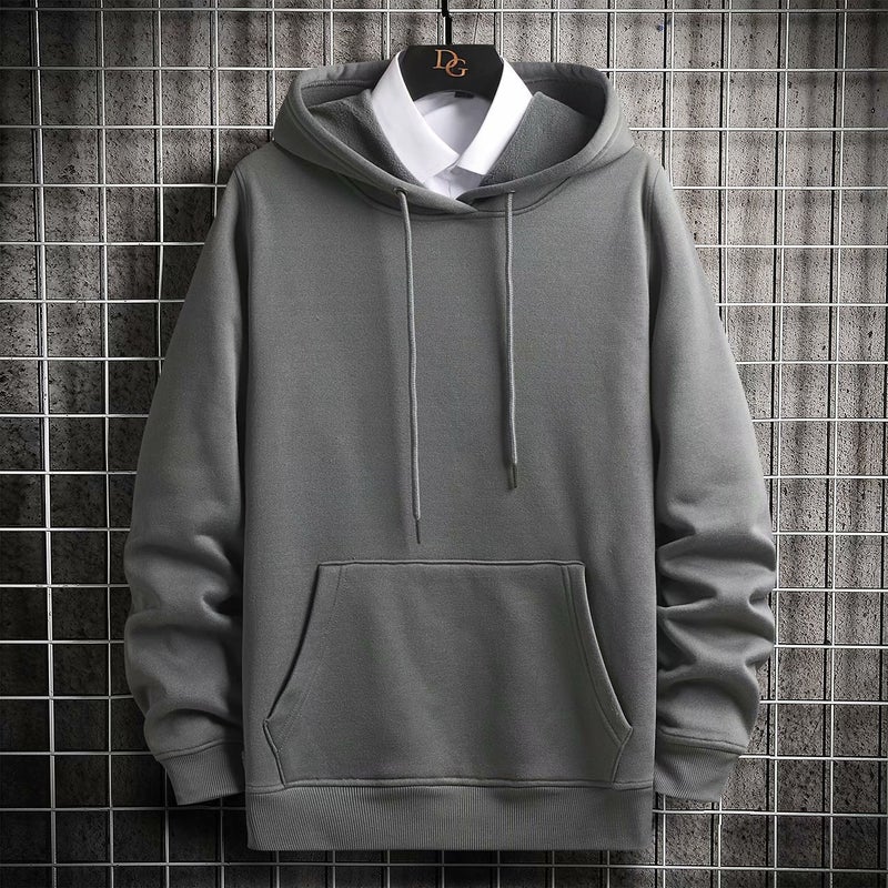 Solid Color Japanese Hoodie Men Casual Loose Black socks  - Image 3