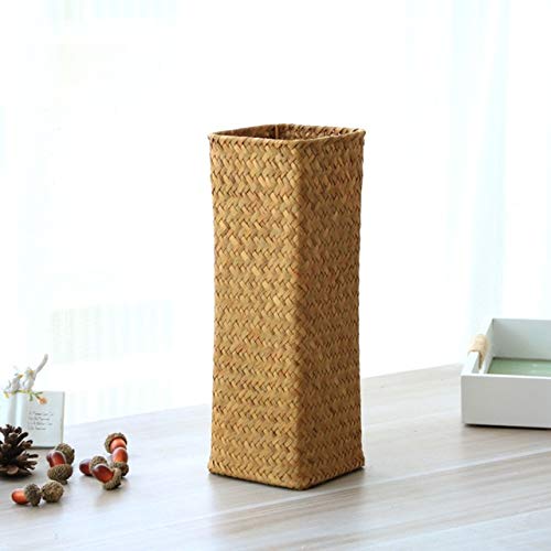 Natural Seaweed Weave Basket Pastoral Rattan Vase Bamboo Weaving Room Flower Arranger Gypsophila Dried Flower Vase Decoration A