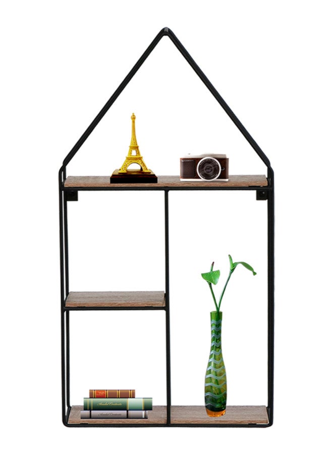 Feelings Feelings Metal Wire House Shape Wall Shelves For Space Saving Home Décor Made of D5 metal in black powder coating, 3.8mm MDF+PVC Decorative Display Shelf for Bedroom, Living Room, Bathroom, Office  - Image 1