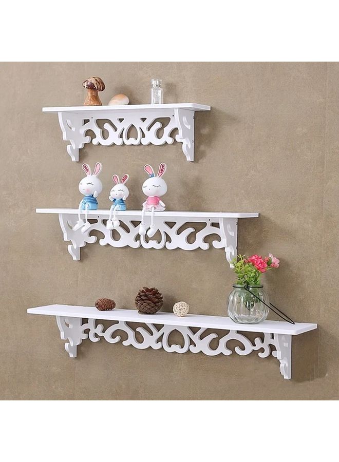 رف حائط أبيض من طبقة واحدة بتصميم شبكي أنيق 35×8 بوق لعرض الزخارف الصغيرة وتماثيل الأرانب والنباتات المحفوظة في أصص، ديكور منزلي حديث - Image 1