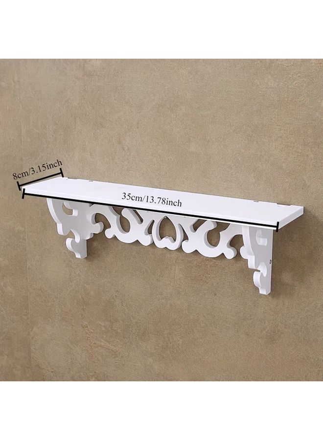 رف حائط أبيض من طبقة واحدة بتصميم شبكي أنيق 35×8 بوق لعرض الزخارف الصغيرة وتماثيل الأرانب والنباتات المحفوظة في أصص، ديكور منزلي حديث - Image 4