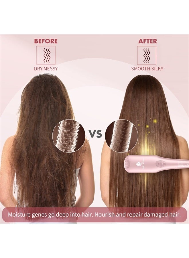 miropure Enhanced Hair Straightener Heat Brush by MiroPure, 2-in-1 Ceramic Ionic Straightening Brush, Hot Comb with Anti-Scald Feature, Auto Temperature Lock & Auto-Off Function (Pink) 4 Piece Set - Image 5