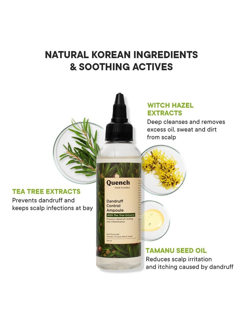 Quench Dandruff Control Hair Serum With Tea Tree Extracts | Treats Dandruff, Flakes & Greasy Scalp | Strengthens & Deeply Conditions | Made In Korea (100Ml) - Image 3