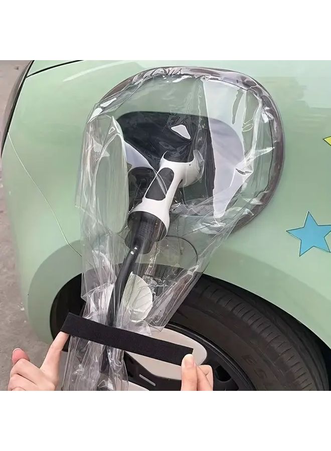غطاء منفذ شحن السيارات الكهربائية من نوع PVC الشفاف نوع 1 متين مقاوم للماء مع قفل قطعة واحدة - Image 1