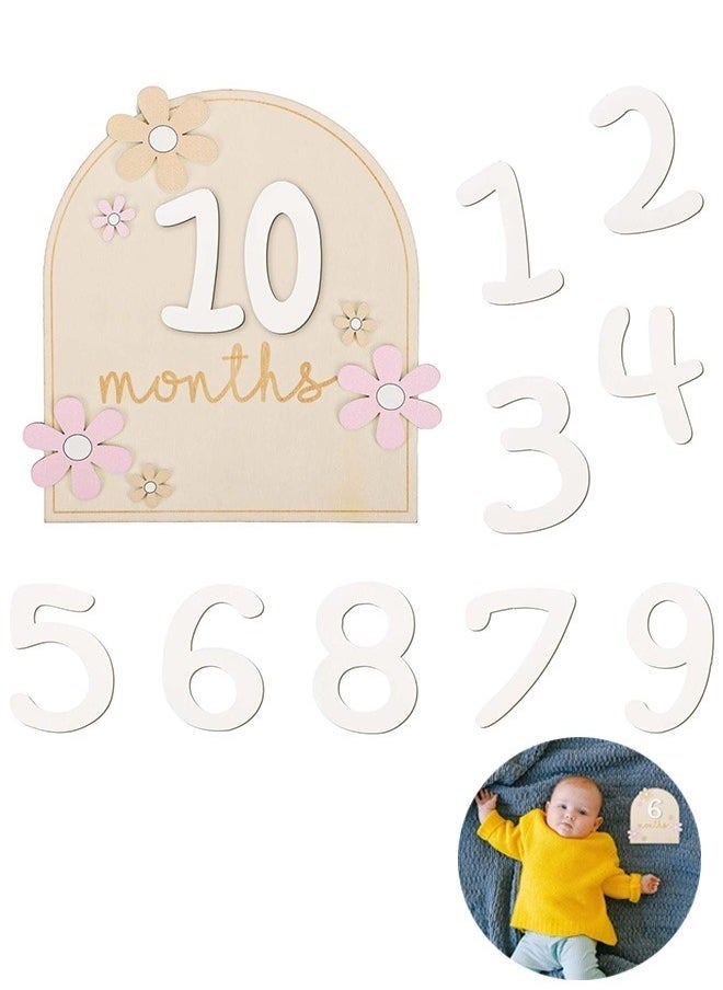 Gonice - Baby Monthly Milestone Cards, Wooden Baby Milestone, Photoshoot Props - Image 1