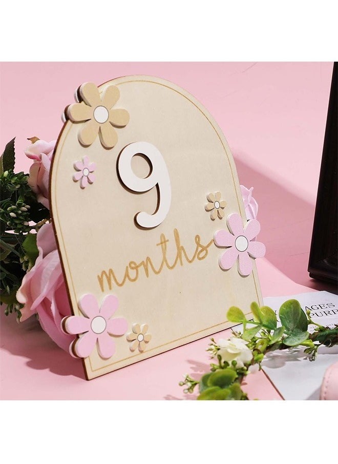 Gonice - Baby Monthly Milestone Cards, Wooden Baby Milestone, Photoshoot Props - Image 1