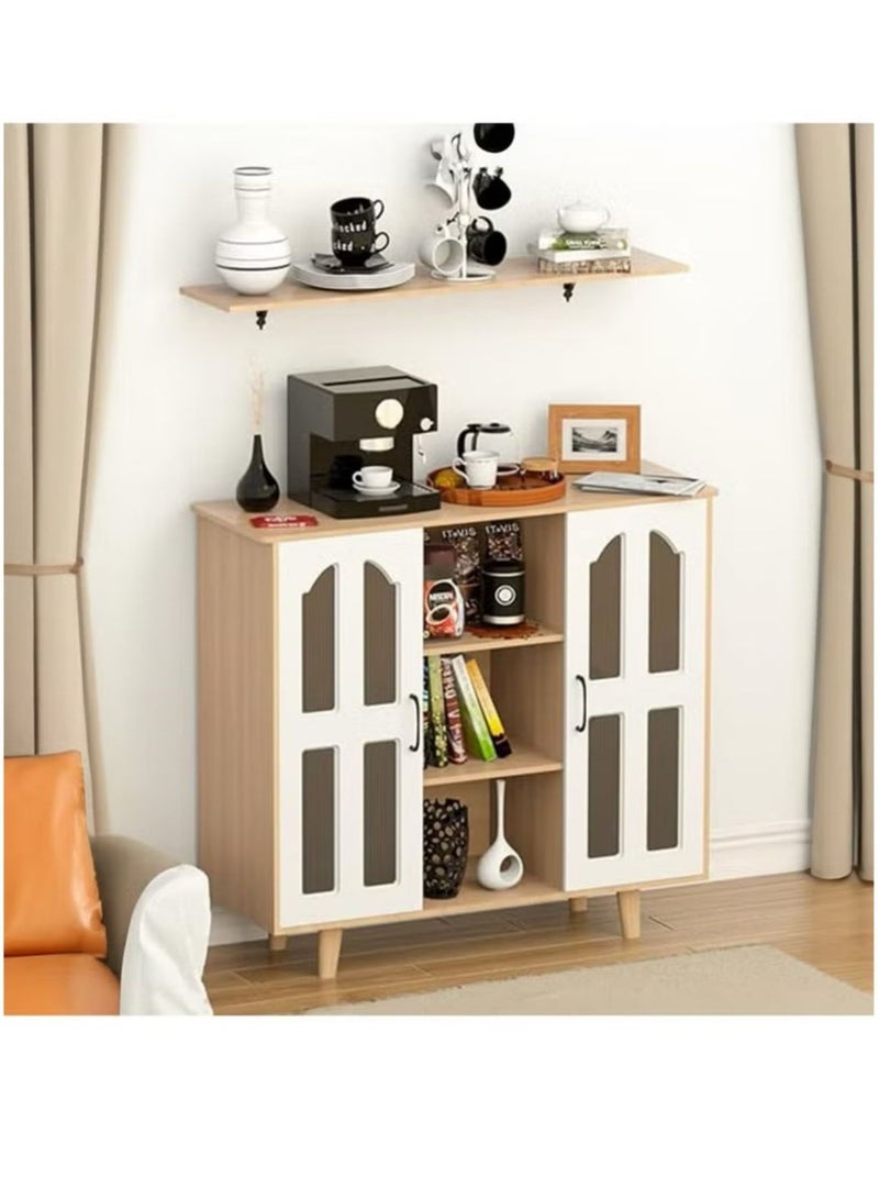 Generic Multi-Purpose Coffee Corner Storage Cabinet, Kitchen Side Cabinet with Shelves and Doors, Microwave Oven Holder, Kitchen Organizer for Utensils, Fruits and Vegetables  - Image 2