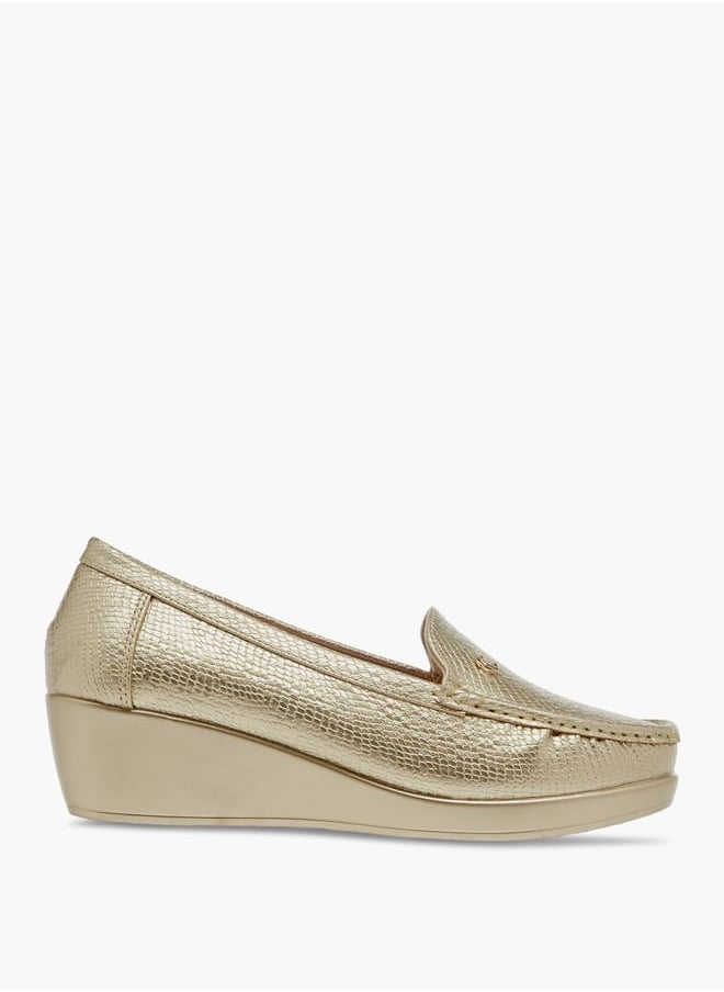 Le Confort Women Textured Slip-On Loafers with Wedge Heels  - Image 3