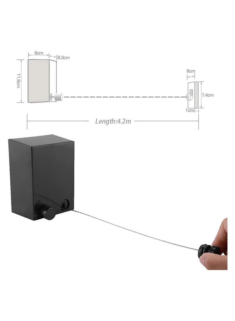 Retractable Clothesline,Heavy Duty Clothes Drying Laundry Line, Indoor Outdoor Wall Mounted Clothes Dryer Rope Clothing Retracting Adjustable Stainless Steel Line (4.2 meters) - Image 2