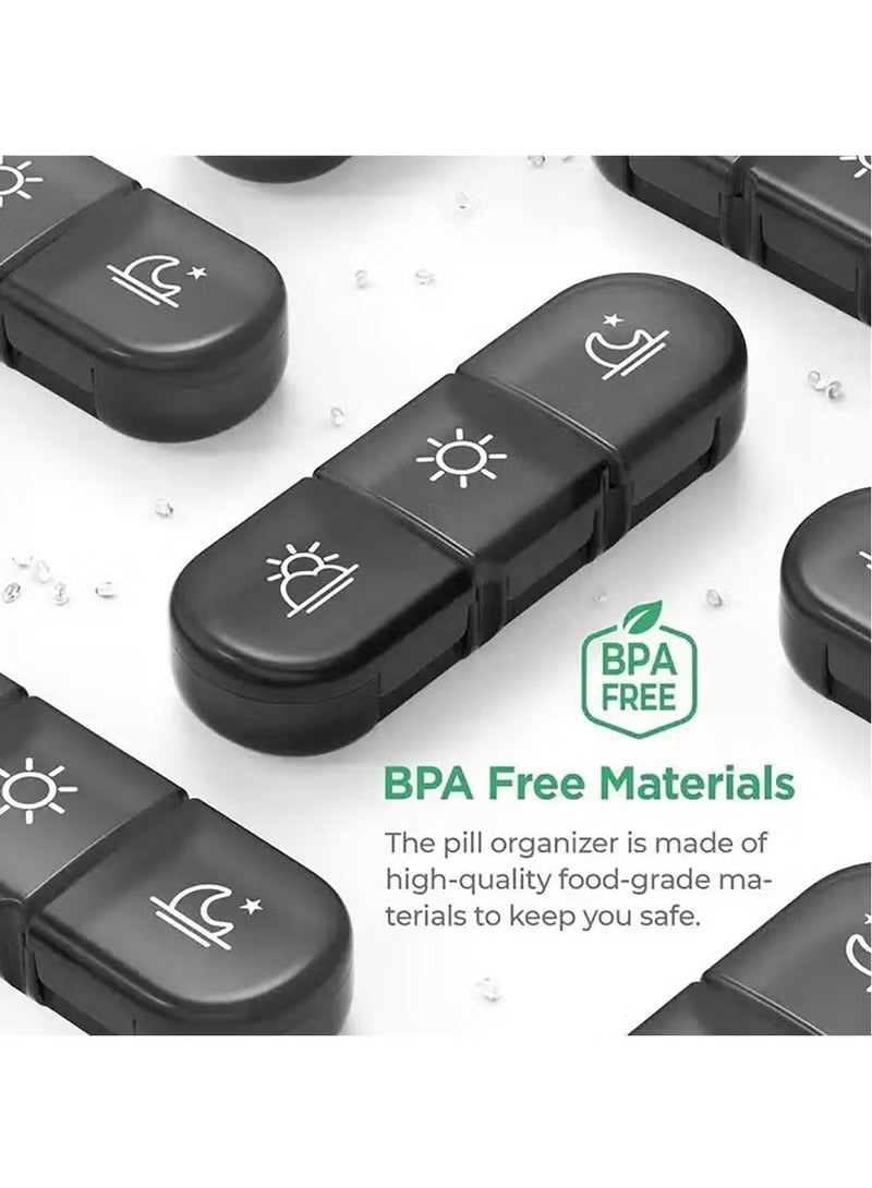 منظم حبوب أسبوعي محمول للسفر، صندوق حبوب لمدة 7 أيام للفيتامينات وزيوت الأسماك والحبوب - Image 4