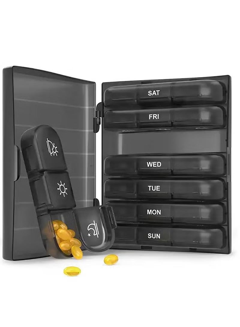 منظم حبوب أسبوعي محمول للسفر، صندوق حبوب لمدة 7 أيام للفيتامينات وزيوت الأسماك والحبوب - Image 5