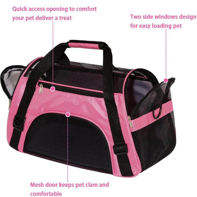 MuchL Pet Carrier Soft-Sided Carriers for Cat Carriers Dog Carrier for Small Medium Cats Dogs Puppies Pet Carrier Airline Approved Cat Dog Pet Travel Carrier (Medium,Pink) - Image 4