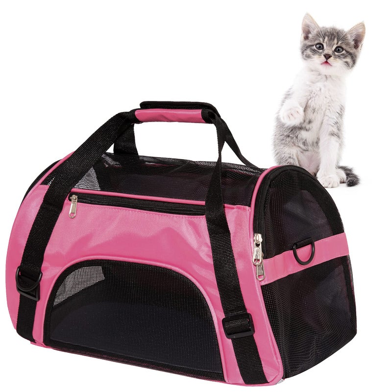 MuchL Pet Carrier Soft-Sided Carriers for Cat Carriers Dog Carrier for Small Medium Cats Dogs Puppies Pet Carrier Airline Approved Cat Dog Pet Travel Carrier (Medium,Pink) - Image 3